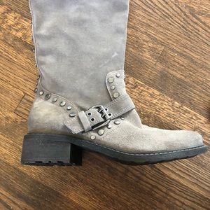 Sam Edelman Deryn Suede Knee Hi Gray Zip Studs